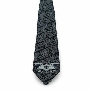 The Dark Knight Batman Tie Black Silver Logo Graphic Design Necktie